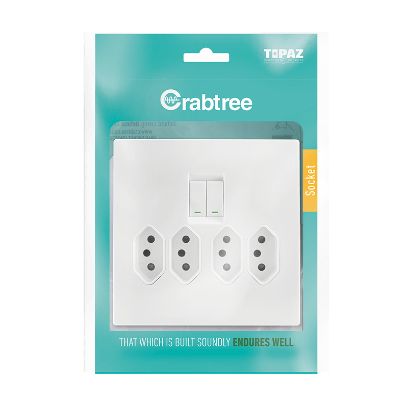 Crabtree 601P Usb Combination Socket (Usb 2.1A, 5V, Switched) - White - 15231/601P