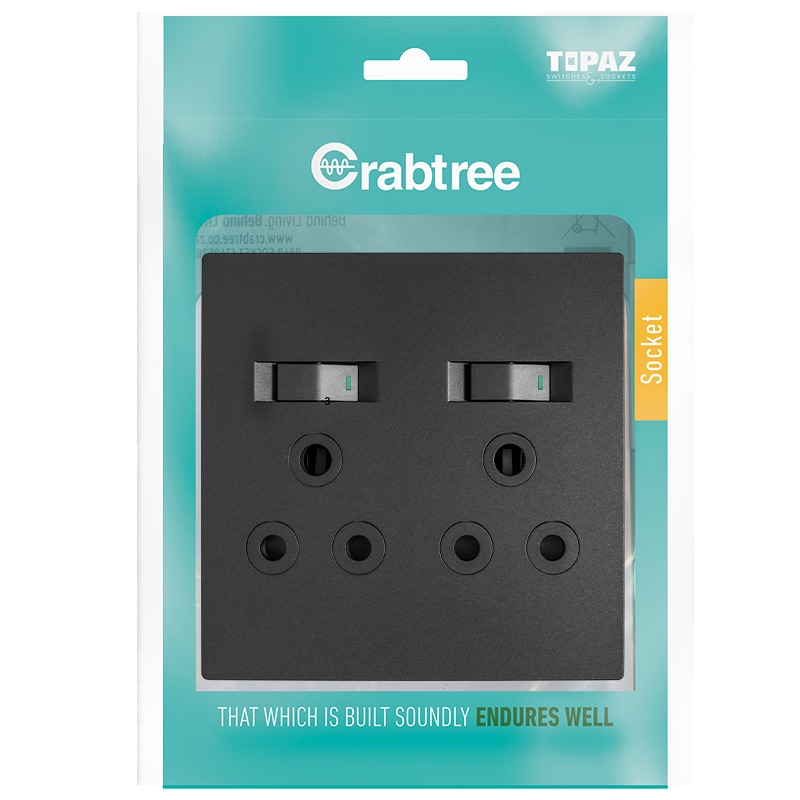 Crabtree Double Switched Socket Complete with Coverplate | 15232/249P