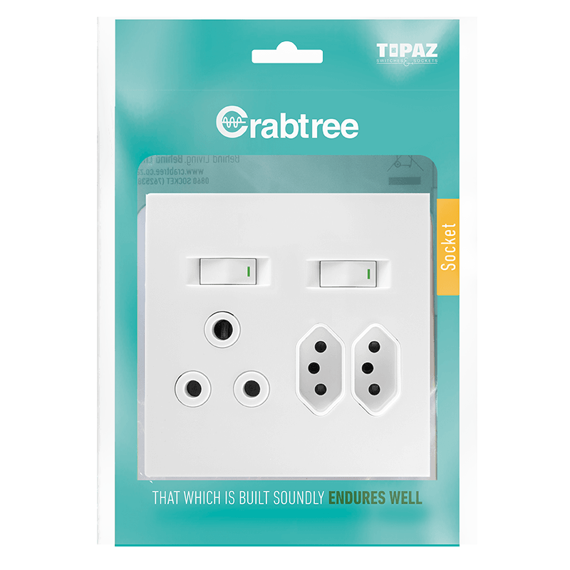 Crabtree 601P Combination Switch Socket(1X164-1 2X164-2) - White - 15233/601P