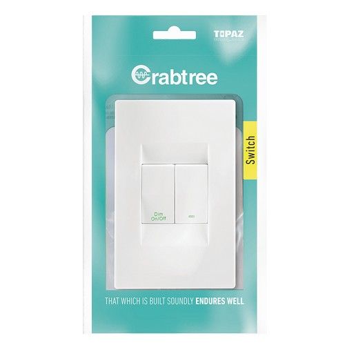 Crabtree 601BPP 2 Lever Bell Press (1X2-Way Switch + 1Xbell Press) With 125W Led Dimmer Complete with Coverplate - White - 15121/601BPP
