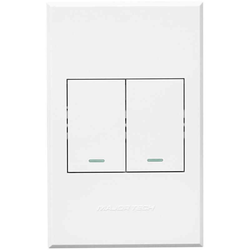 VETi 3 Two-Lever Switch | 1x Bell Press & 1x Two-Way | 100mm x 50mm | Modern Flat-Design | White