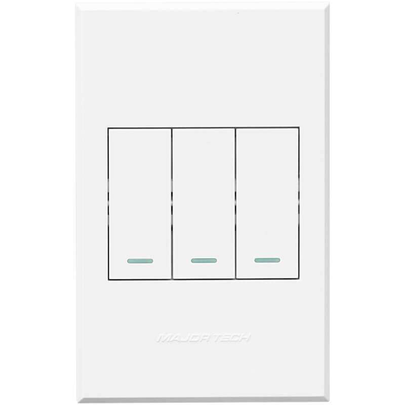 VETi 3 Three-Lever Switch | 1x Bell Press & 2x Two-Way | 100mm x 50mm | Modern Flat-Design | White