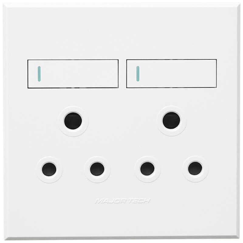 VETi 3 Double RSA Socket | 100mm x 100mm | Modern Flat-Design | White