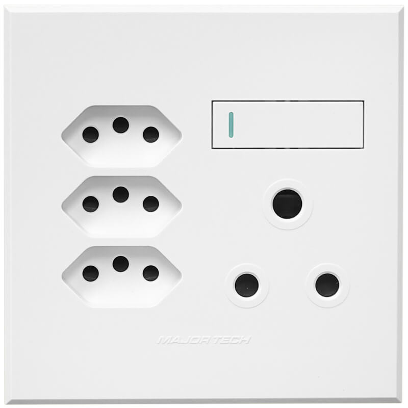 VETi 3 Single RSA & Triple V-Slim Socket | 100mm x 100mm | Modern Flat-Design | White
