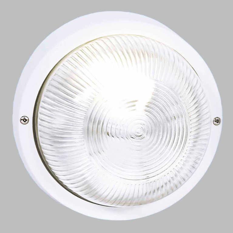 BH021 WHITE Bright Star ROUND PLAIN PVC BULKHEAD - WHITE IP54 ES