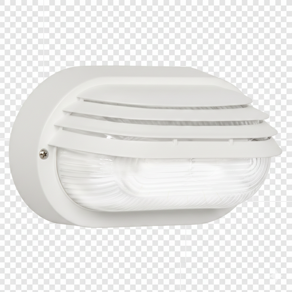 BH026 WHITE Bright Star OVAL EYELID PVC BULKHEAD CLEAR GLASS WHITE IP54 ES