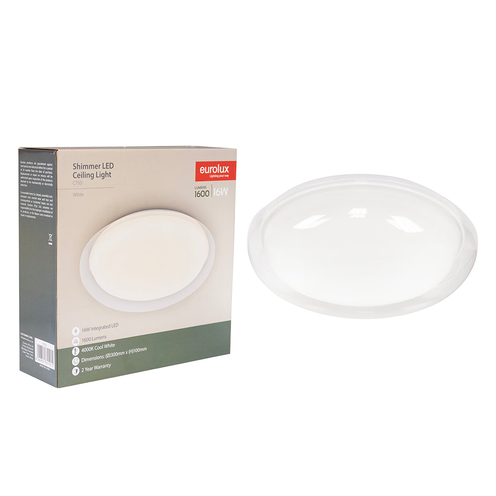 Eurolux Bathroom 16W Integrated LED Ceiling Light (White, 4000K) – C750