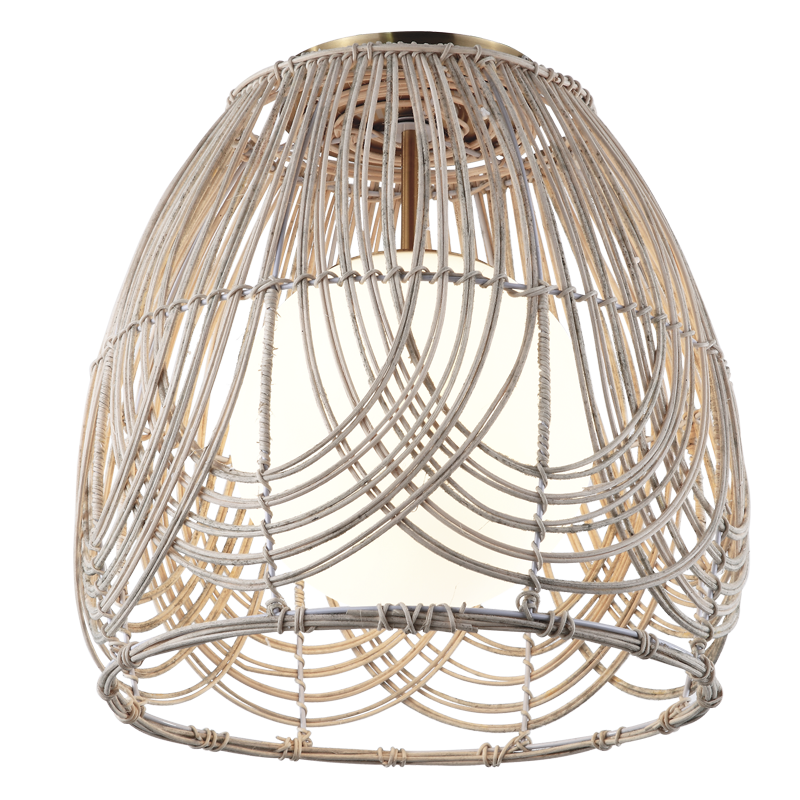 Bright Star CF444 RATTAN RATTAN+ WHITE INNER GLASS 1X40W ES 300MM