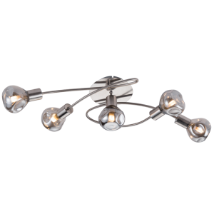 Bright Star CF468/5 SMOKE SAT/CHR WITH CLOSE SMOKE GLASS 5X5W G9 LED