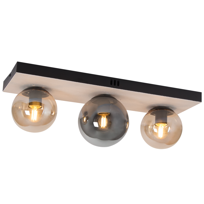 Bright Star CF517 BK/AMBER METAL & GLASS LIGHT 3X40W ES