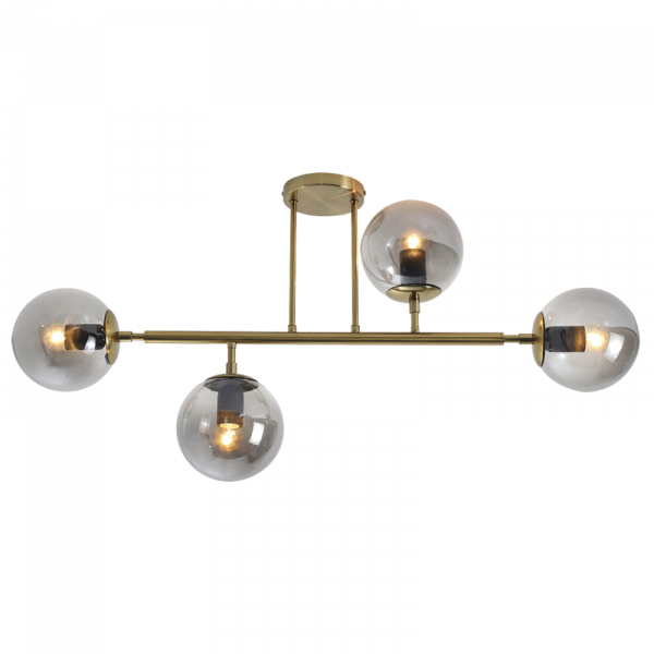 Bright Star CF560/4 GD/SM SAT/GOLD CEILING FITTING SMOKE GLS 4X40W ES