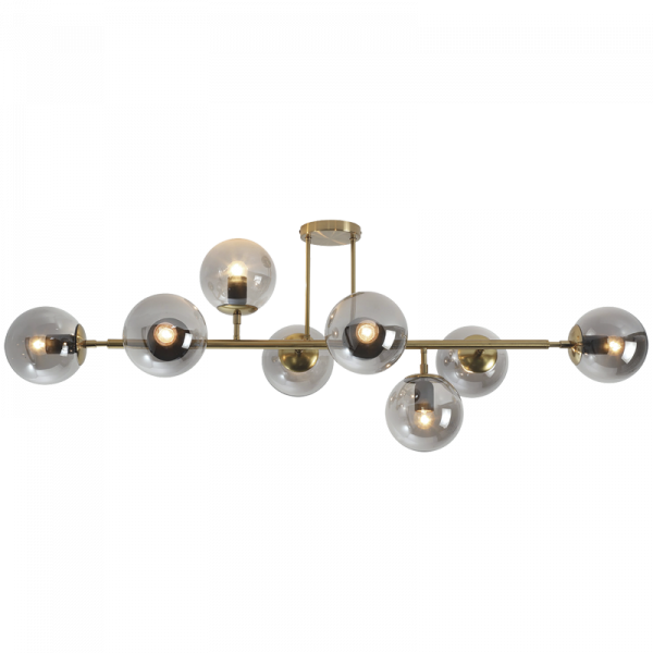 Bright Star CF562/8 GD/SM SAT/GOLD CEILING FITTING SMOKE GLS 8X40W ES