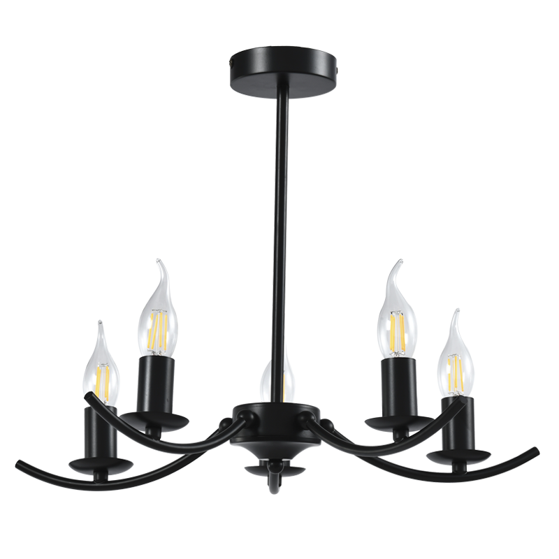 Bright Star CH395/5 BLACK BLACK METAL CHANDELIER 5 X 40W SES