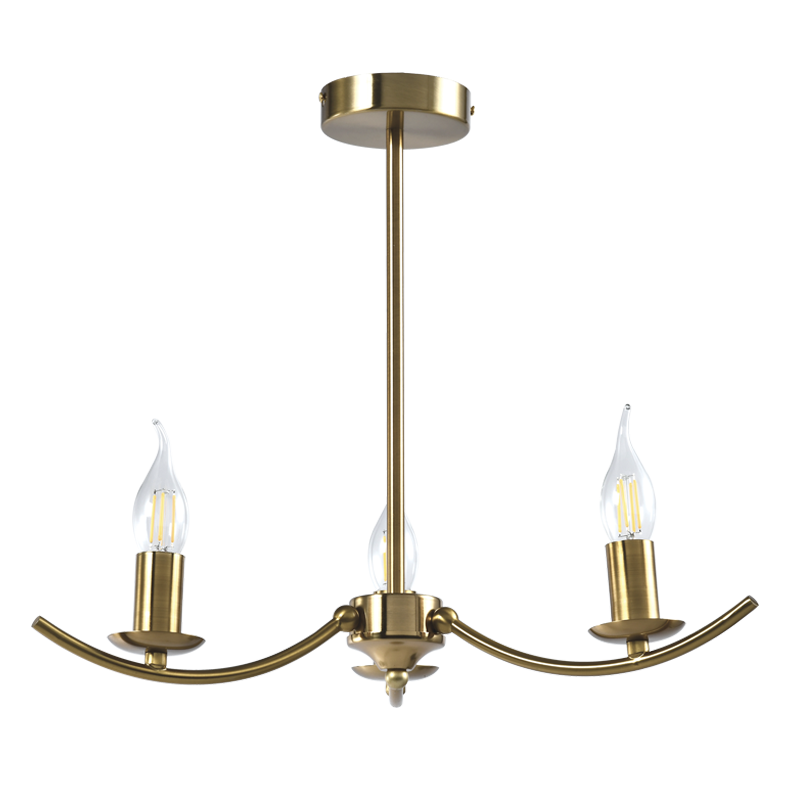 Bright Star CH396/3 GOLD GOLD METAL CHANDELIER 3 X 40W SES