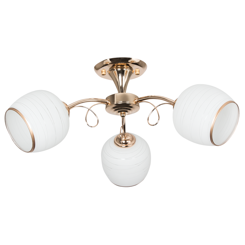 Bright Star CH491/3 GOLD GOLD METAL CHANDELIER WH PATTERNED GLS 3X40W ES