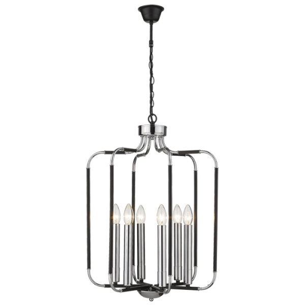 Bright Star CH515/6 CHROME POLISHED CHR+BLACK CHANDELIER 6X60W SES