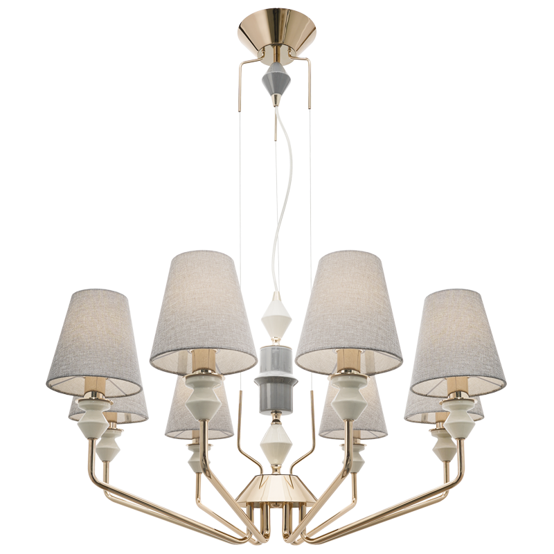 Bright Star CH705 CERAMIC 8 LIGHT METAL CHANDELIER
