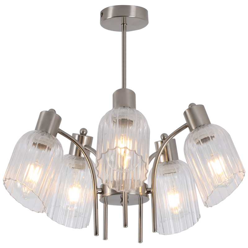 Bright Star CH711/5 SATIN SATIN CHANDELIER WITH GLASS 5X40W ES