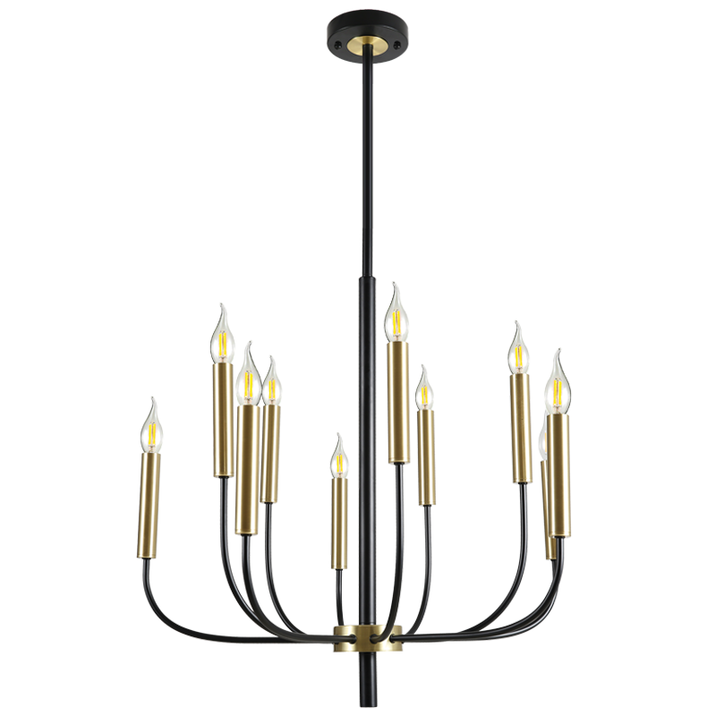 Bright Star CH715/10 GD/BK METAL CHANDELIER 10X60W SES