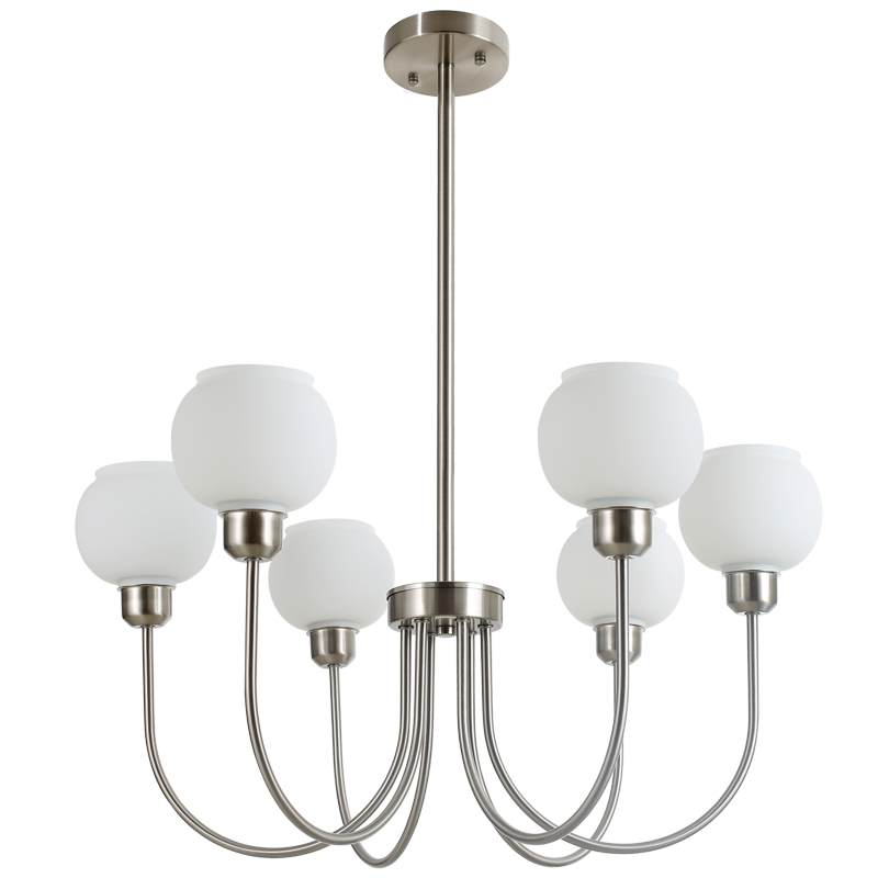 Bright Star CH716/6 SATIN METAL & GLASS CHANDELIER 6X60W ES