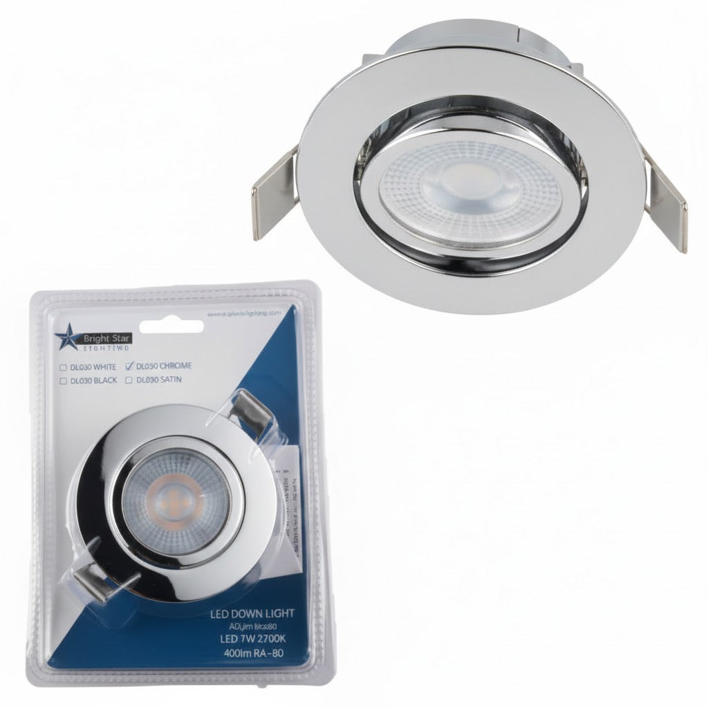 Bright Star DL031 CHROME BLISTER PACK 5W 4000K 75MM CUT OUT TILT CHR