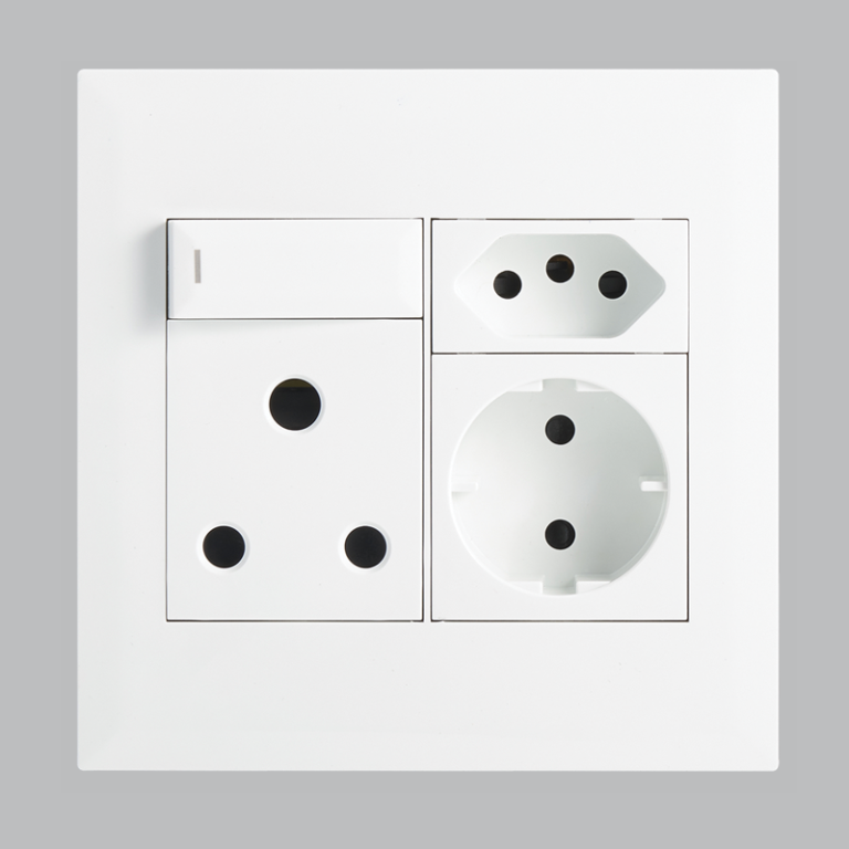 Bright Star EPL236 WHITE MODULAR WH 16A SOCKET & SWITC + SHUKO + EURO 4 X 4