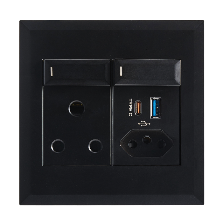 Bright Star EPL284 BLACK MODULAR BK 16 AMP PLUG + ZA PLUG + TYPE A + TYPE C