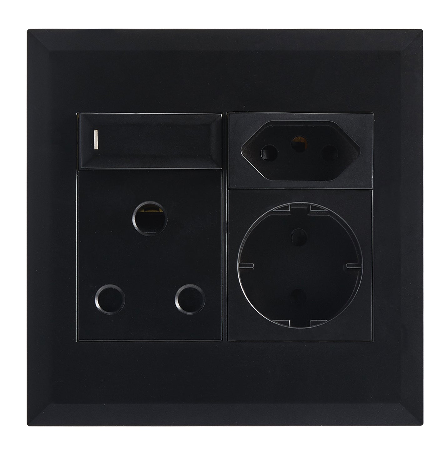 Bright Star EPL286 BLACK MODULAR BK 16A SOCKET & SWITCH + SHUKO+ EURO 4 X 4