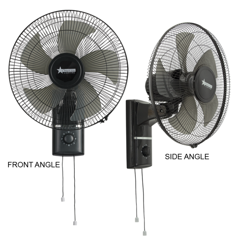 Bright Star FAN025 BLACK 16"WALL FAN + PULL SWITCH 3 SPEED POWER 45W AC220V
