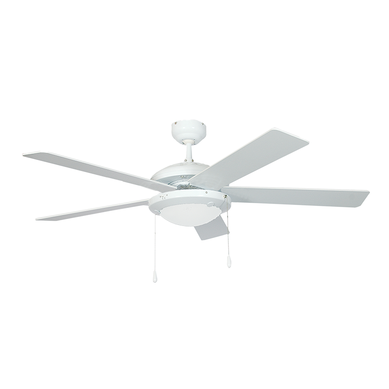 Bright Star FCF004 WHITE 5 BLADE 52" 3 SPEED AC MOTOR 2X60W ES PULL SWITCH
