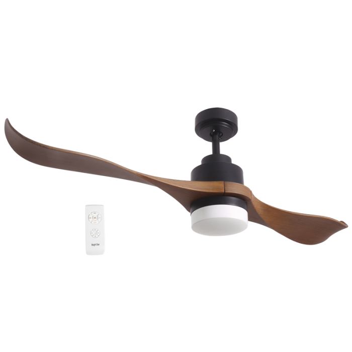 Bright Star FCF082 MATT BLACK 15W LED CCT 65W COPPER COIL AC 2 BLADES REMOTE
