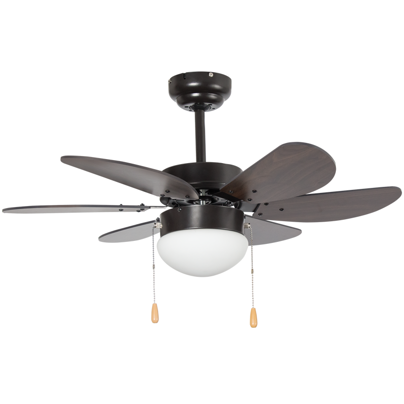 Bright Star FCF084 BLACK 60W COPPER COIL AC 6 BLADE REMOTE 1X60W ES PULL CH