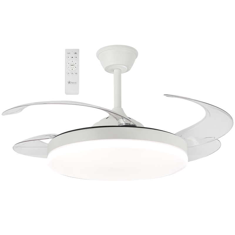 Bright Star FCF092 WHITE RETRACTABLE BLADES 42W LED CCT DC MOTOR