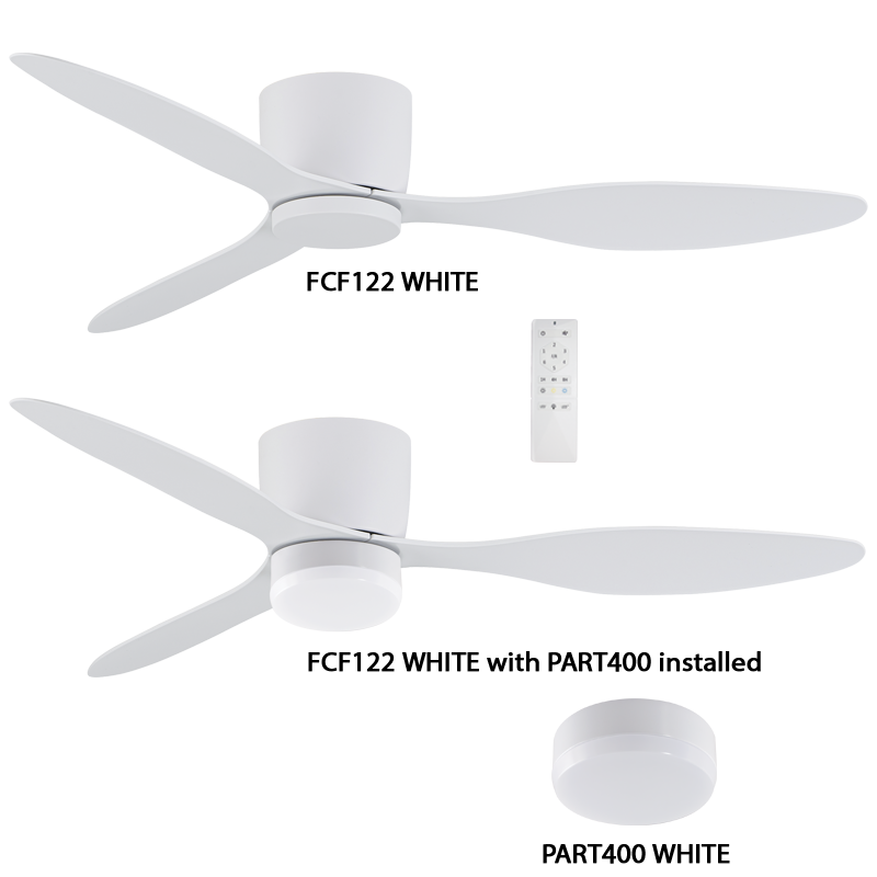 Bright Star FCF122 WHITE (PART400 FOR LED KIT) 52" 3 ABS BLADES REMOTE
