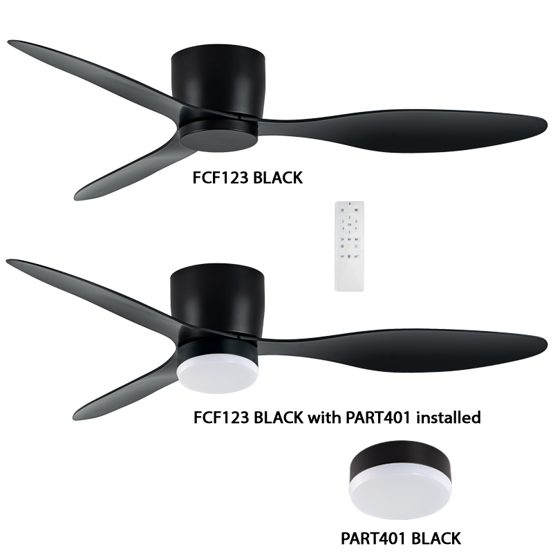Bright Star FCF123 BLACK (PART401 FOR LED KIT) 52" 3 ABS BLADES REMOTE