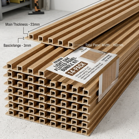 Bodie Summer Oak Fluted WPC Wall Panel (2700mm x 165mm x 23mm) – 45-WPC-OAK0-023