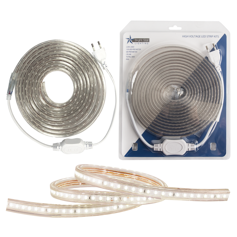Bright Star HVS402 WARM 5M 220V WARM WHT 3000K LED BLISTER PACK STRIP IP65