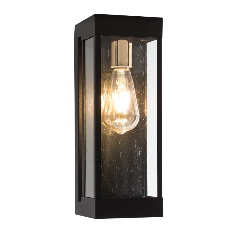 Bright Star L523 BLACK METAL & CLEAR SPECKLED GLASS IP54 1X60W ES