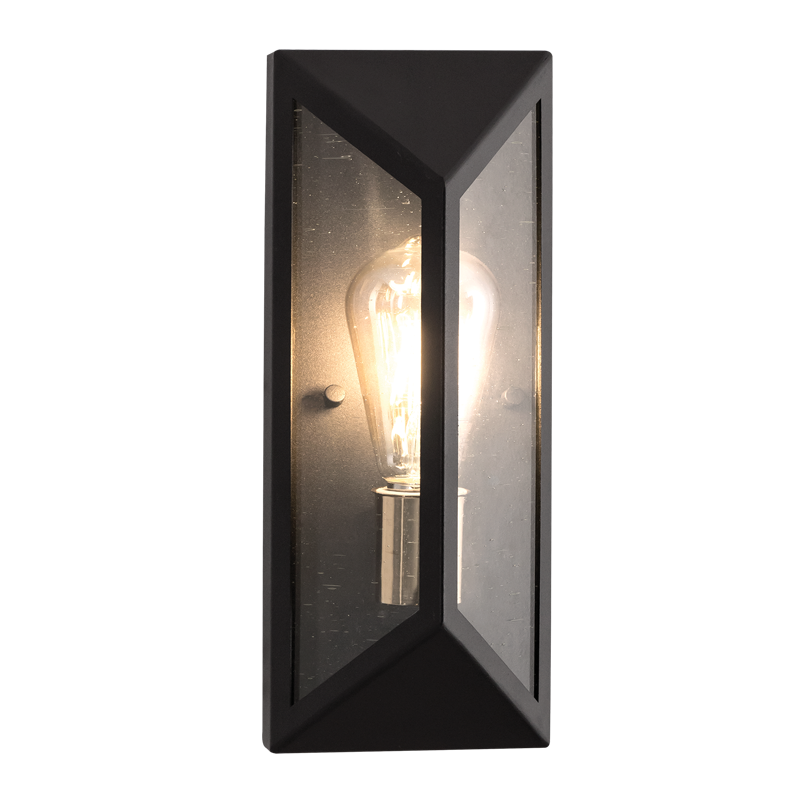 Bright Star L524 BLACK METAL & CLEAR SPECKLED GLASS IP54 1X60W ES