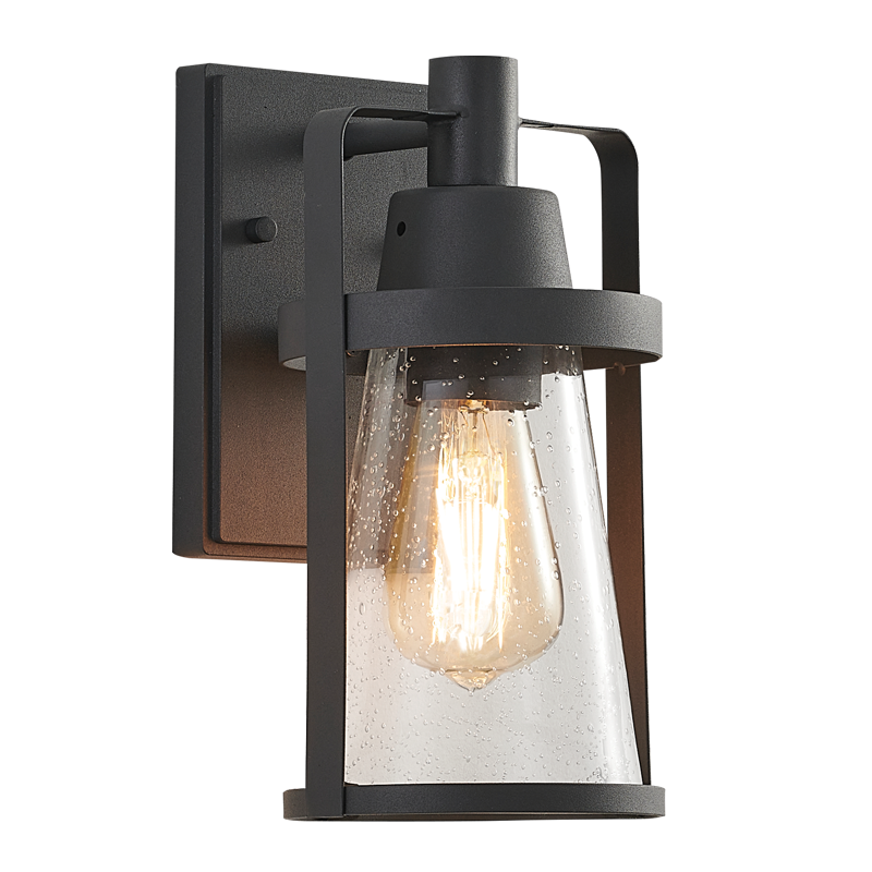 Bright Star L528 BLACK METAL & CLEAR SPECKLED GLASS IP54 1X60W ES
