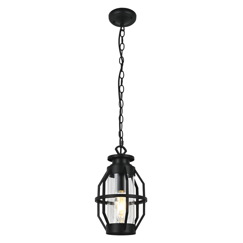 Bright Star L573 BLACK ALU & CLEAR GLASS PENDANT IP44 1X60W ES