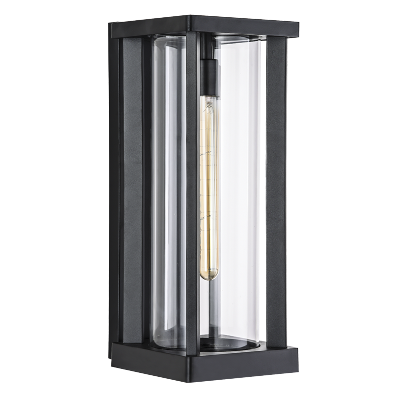 Bright Star L574 BLACK ALU & CLEAR GLASS WALL MOUNT IP44 1X60W ES