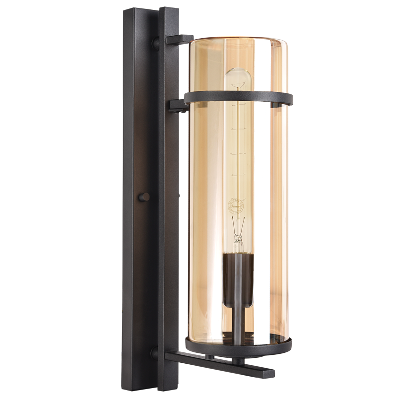 Bright Star L585 BLACK 1 x40W ES IP54 METAL LANTERN AMBER GLASS