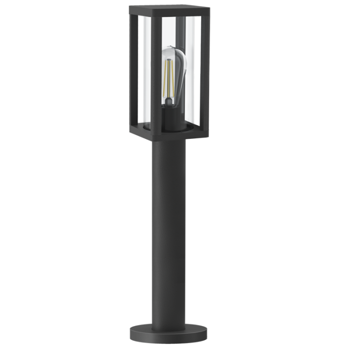 Bright Star LFL027 MATT BK ALU STANDING LANTERN +GLASS IP44 1X ES 500MM