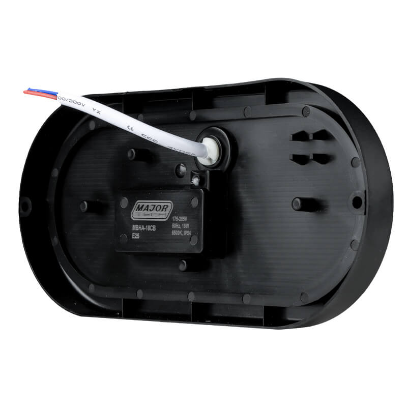 Major Tech 18W Oval LED Bulkhead | Black Finish | 1620 Lumens | IP54 Weatherproof