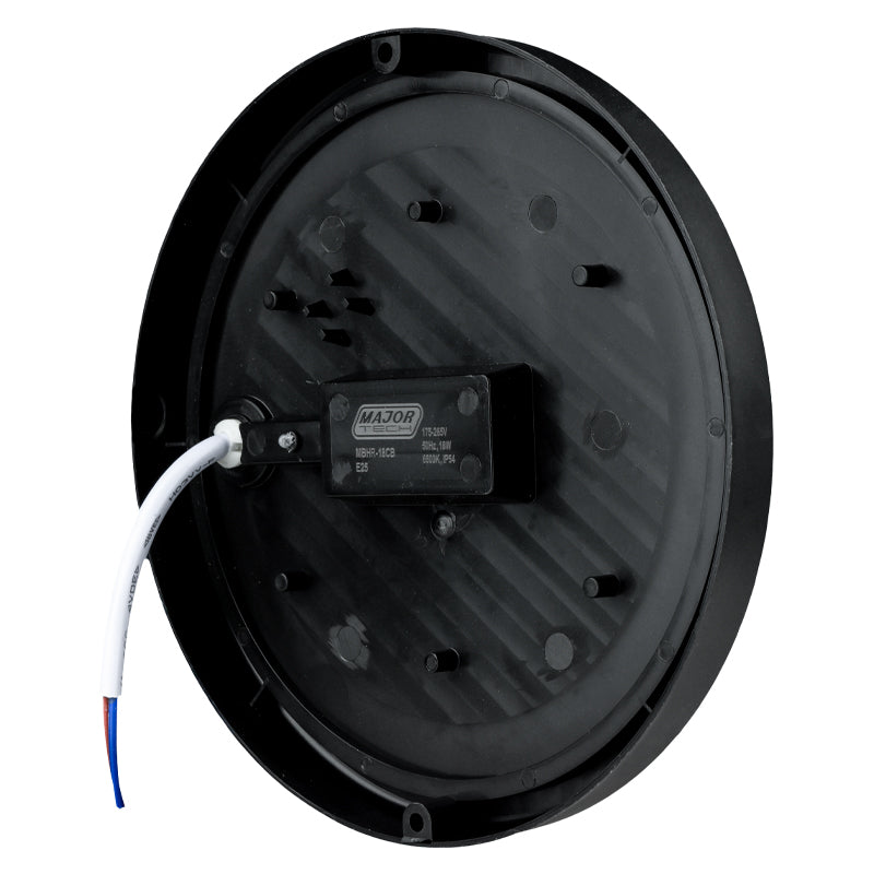 Major Tech 18W Round LED Bulkhead | Black Finish | 1620 Lumens | IP54 Weatherproof