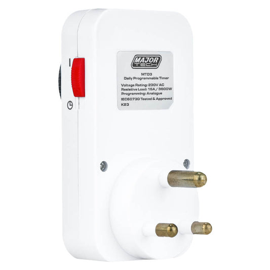 Major Tech 24-Hour Analogue Programmable Timer | 3500W Energy Saving Plug