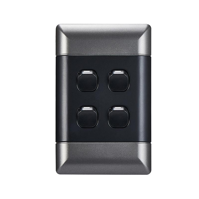 NEU 4x2 4-Lever 1-Way Switch - Silver/Colour ( NESC4142)