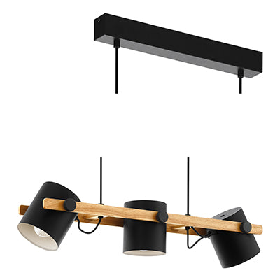Eurolux Hornwood 3-Light E27 Pendant Light (Black & Brown Finish) – P1125