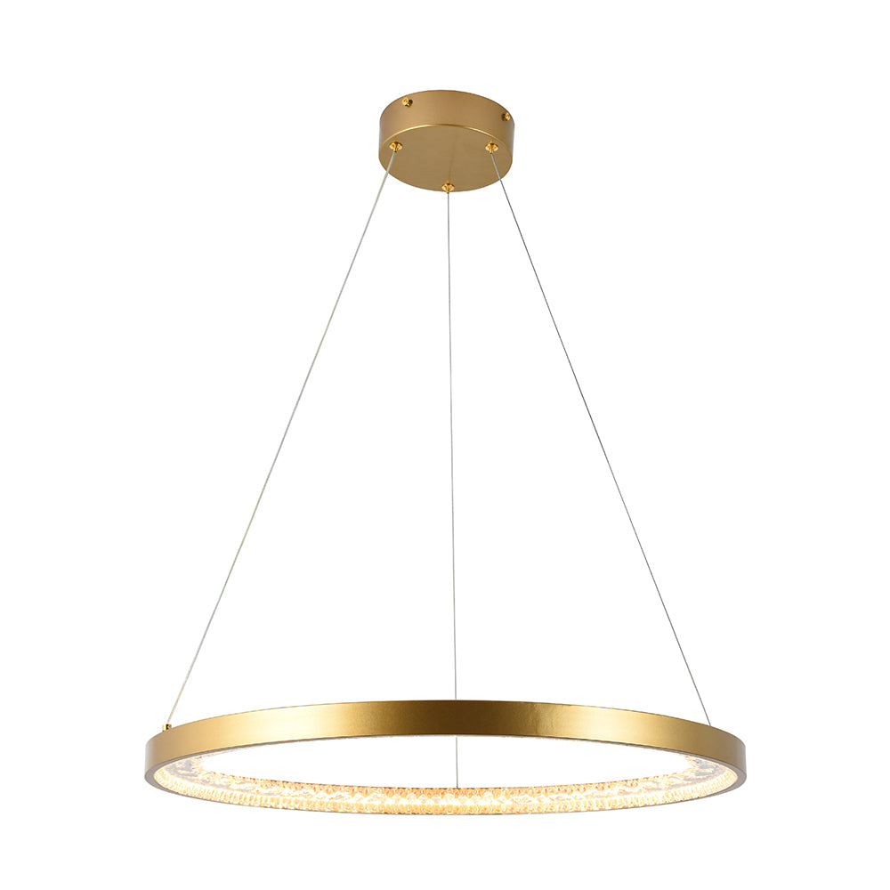 Eurolux Lustra Ring 15W Integrated LED Crystal Pendant Light (Gold, 3000K) – P1358